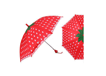 Χαριτωμένη ομπρέλα παιδιών λαβών φραουλών, μίνι ομπρέλα για χειρωνακτικό ανοικτό στενό παιδιών προμηθευτής